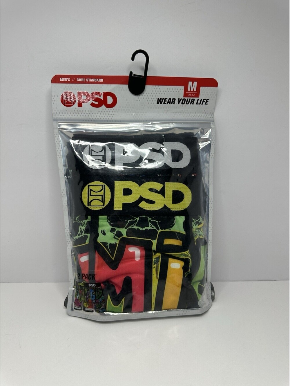 PSD Boxer Briefs Mens Medium Multicolor 2 Pack Microfiber Stretch Graffiti
